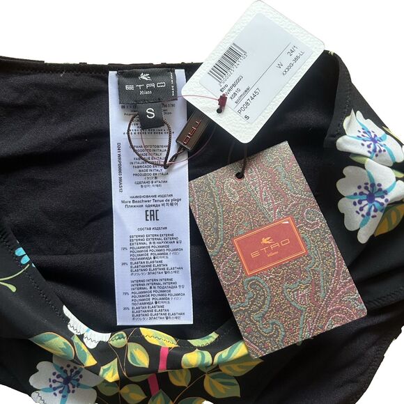 ETRO Milano BlackFloral Halter Neck High Waist Bikini Set NEW MSRP $850 Sz S/2-4 - Picture 10 of 12